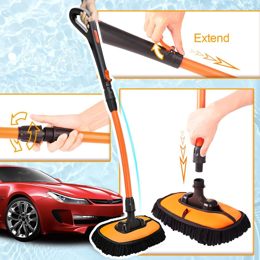 Adjustable Car Wash Brush with Duster